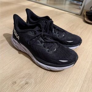 Hoka Black and White Athletic Shoes